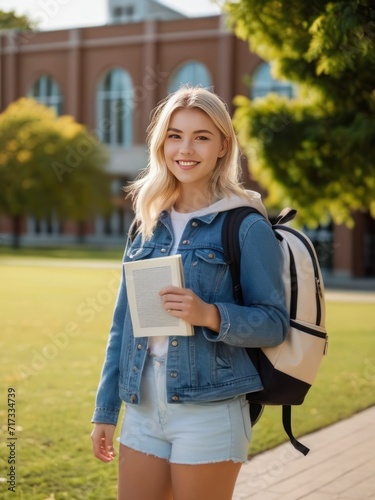 attractive young female student at the campus