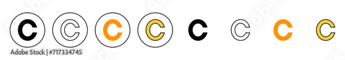 Copyright icon set vector. copyright sign and symbol