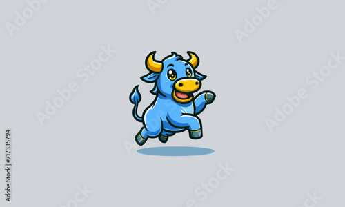 blue buffalo character vector mascot design