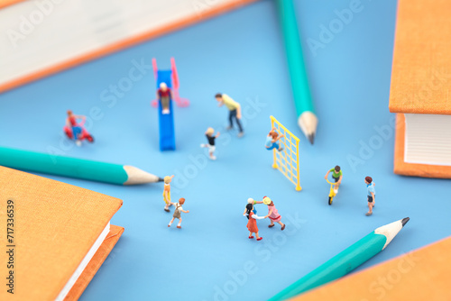 Miniature creative books and elementary school kids