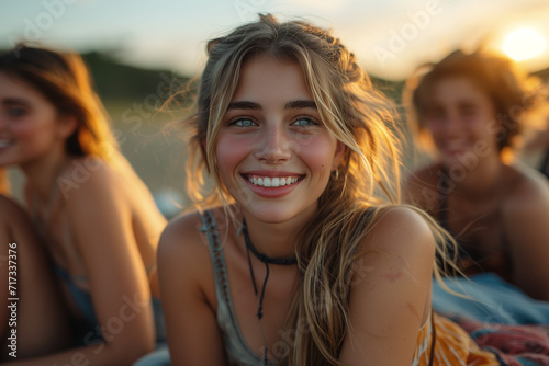 Young friends portrait having fun together