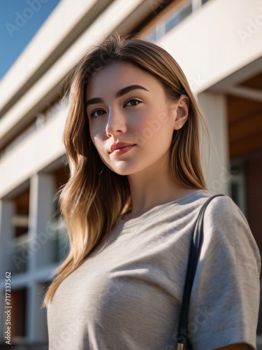 attractive young female student at the campus