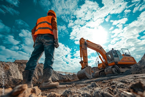 Construction Worker with Excavator