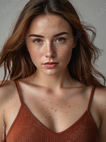 beautiful attractive female model looking at the camera