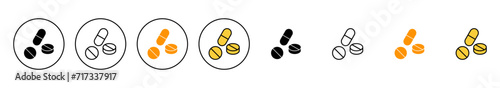 Pills icon set vector. capsule icon. Drug sign and symbol