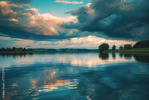 Serene Lake with Cloudy Skies