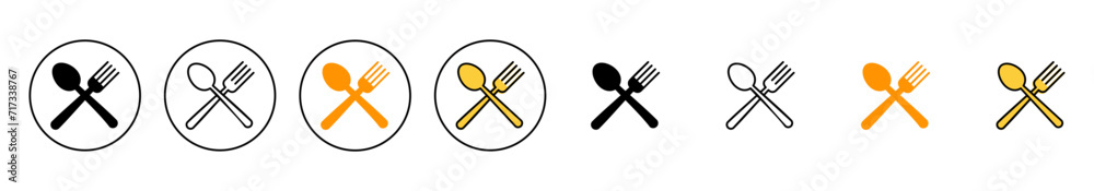 spoon and fork icon set vector. spoon, fork and knife icon vector. restaurant sign and symbol