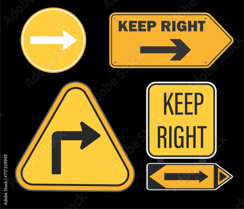 Keep right sign in black background
