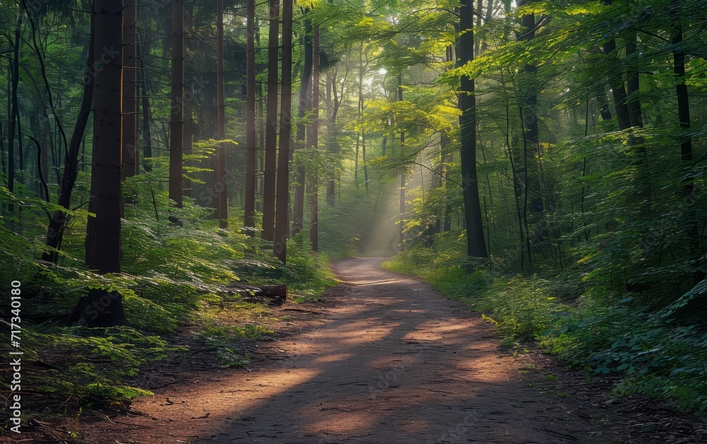 Obraz premium Sunlit Forest Pathway
