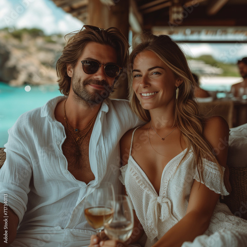 Young beautiful people having a good time on vacation