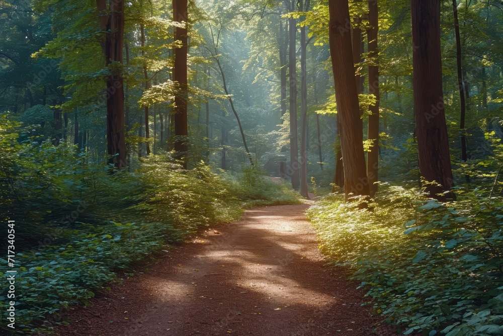 Fototapeta premium Sunlit Forest Pathway