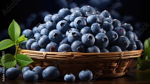Wallpaper Mural realistic fresh blueberries with black and blur background Torontodigital.ca