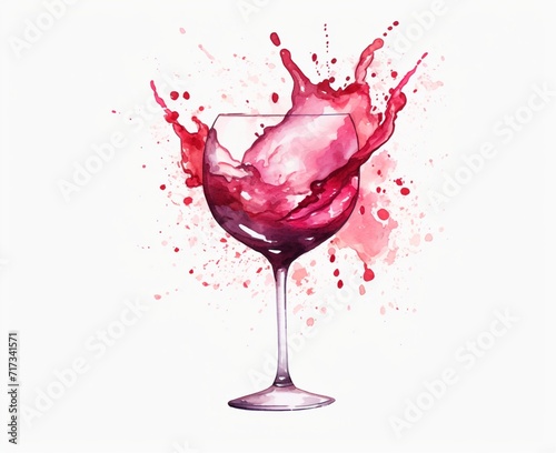 Принти на полотні red wine and grapes watercolor