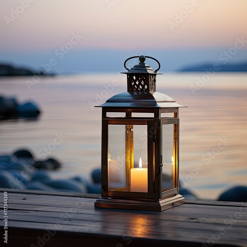 Elegant Lantern Overlooking a Calm Seascape