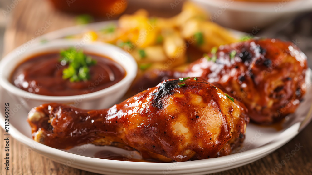 roasted chicken wings with french fries