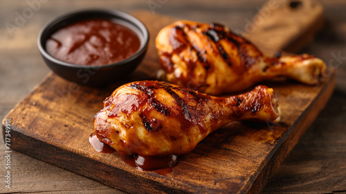 roasted chicken on a wooden table