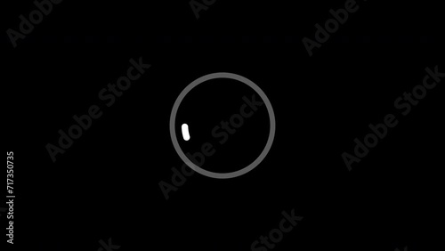 Loading Circle Icon Animation on Black Background. 4K Video Loopable Preloader
 photo