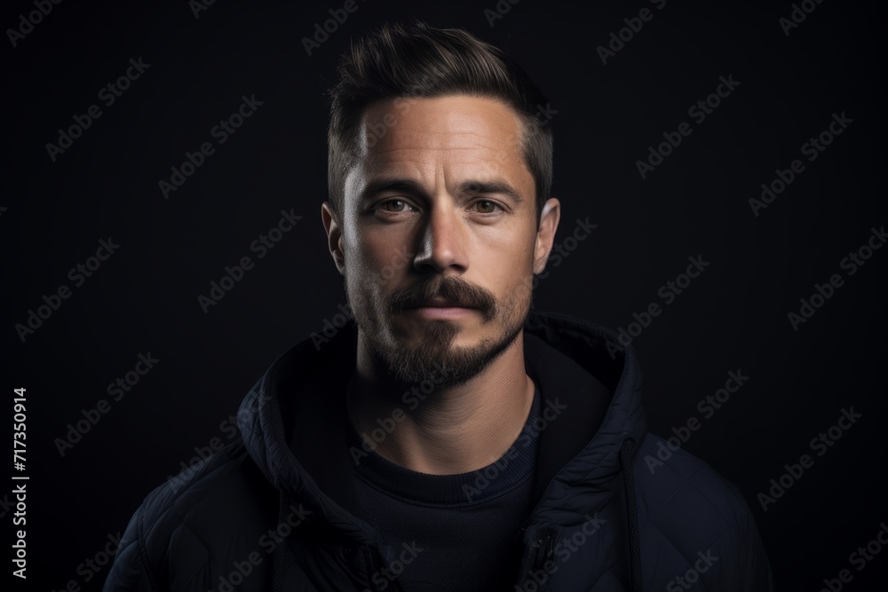 Portrait of a handsome young man in a studio. Men's beauty, fashion.