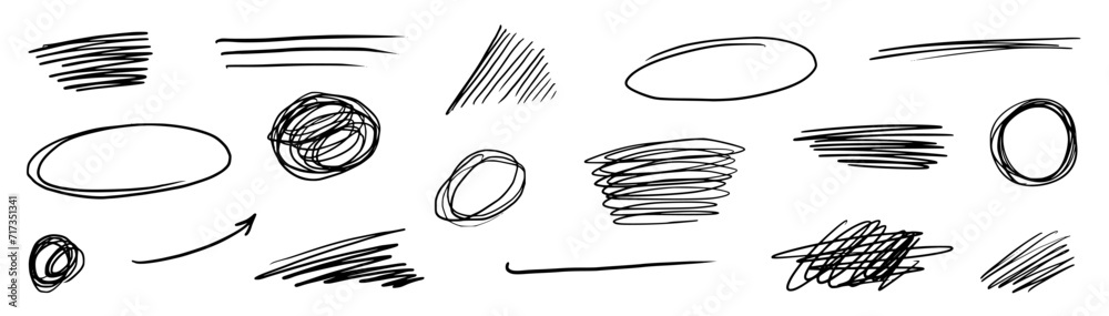 Scratch pen line scribble pencil vector. Scratch texture, pen line sketch mark, brush stroke. Hand drawn doodle grunge graffiti texture marker stroke. Pencil scrawl effect. Vector illustration Scratch pen line scribble pencil vector. Scratch texture, pen line sketch mark, brush stroke. Hand drawn doodle grunge graffiti texture marker stroke. Pencil scrawl effect. Vector illustration