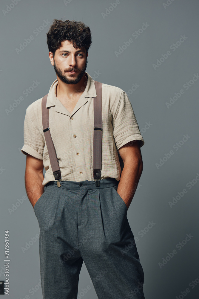 Obraz premium Fashionable man male portrait model person handsome happy young guy adult confident style