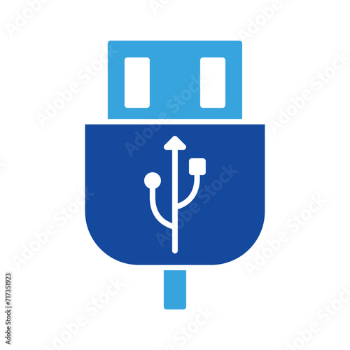 usb cable icon vector or logo illustration glyph color style