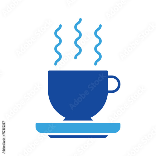 Mug coffee icon vector or logo illustration glyph color style