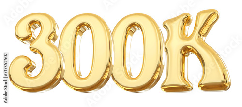 300K Follower Gold Number Thank You 