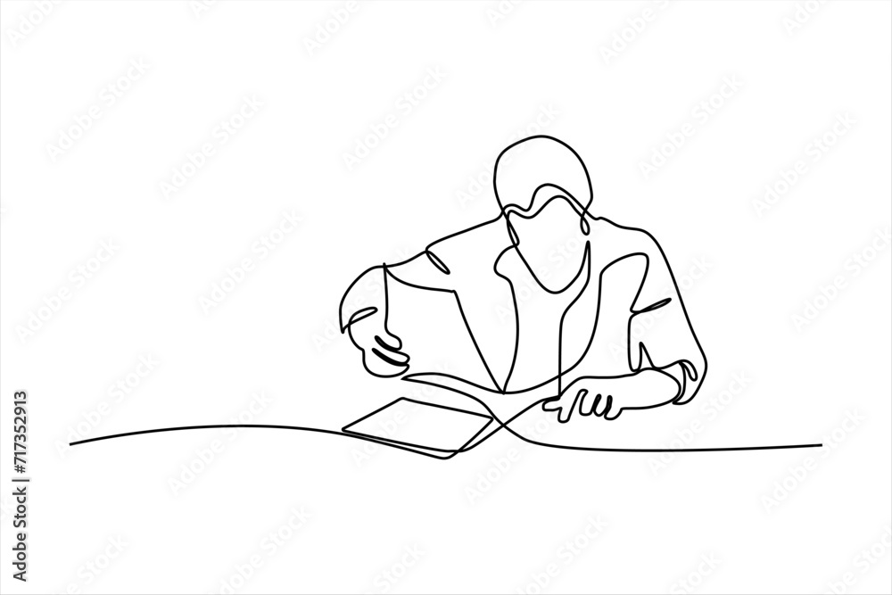 continuous line vector illustration design of an office worker