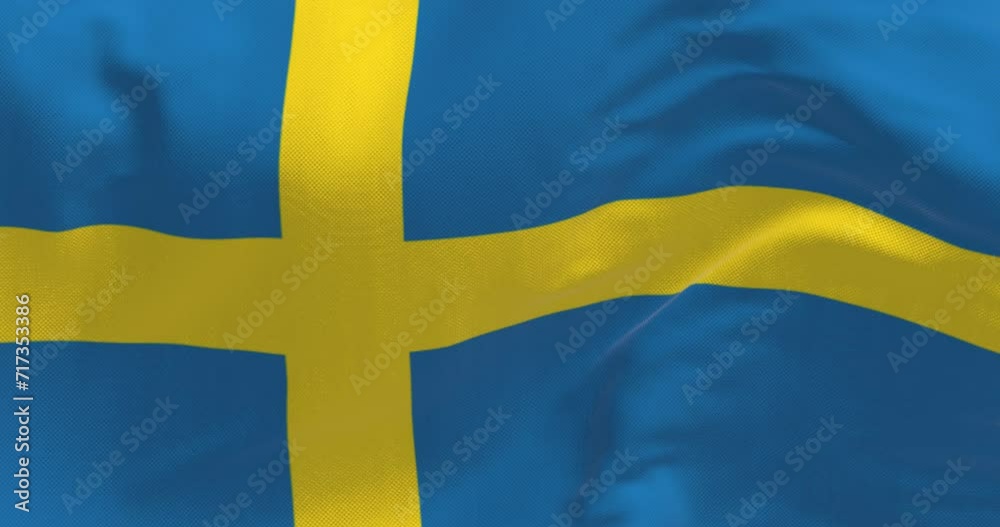 National flag of Sweden waving on a clear day
