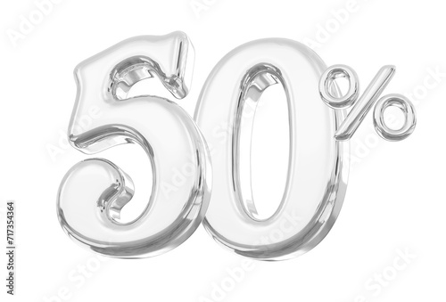 50% Percent Promotion Silver 3D
