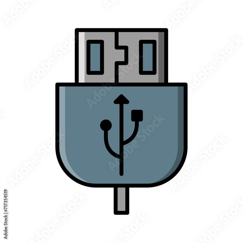 usb cable icon vector or logo illustration filled color style