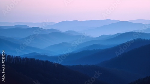 The blue ridge mountain range multichromatic color scheme trick of the eye. Generative AI. © Dusit