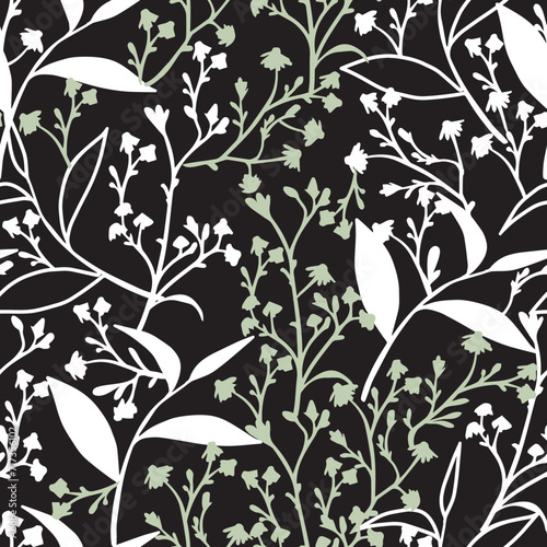 Whimsical Wildflower Foliage Vector Seamless Pattern