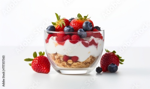 Yogurt with strawberries berries. 