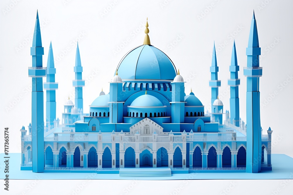 3d mosque paper cut art. miniature diorama model of masjid