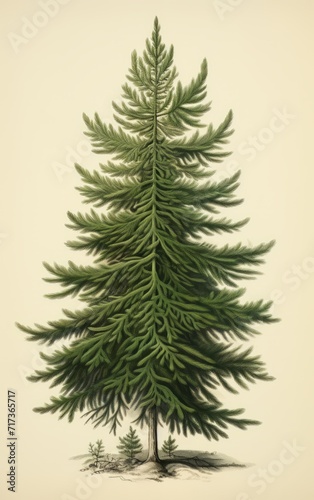 Norwegian colorful photorealistic spruce tree  isolated on white background christmas tree illustration