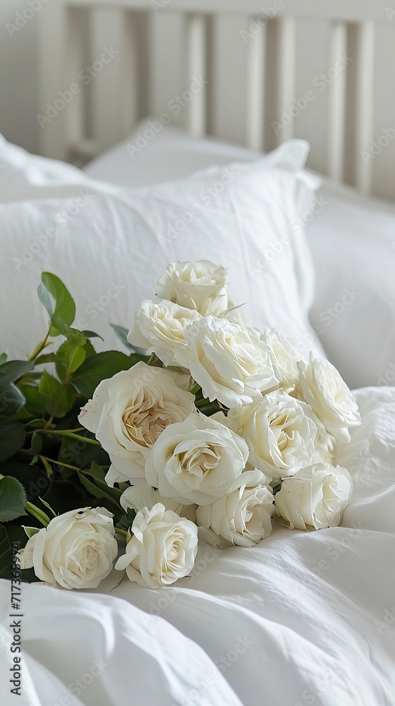 Elegant Roses on Pristine White for Serene Mornings Elegant Roses on Pristine White for Serene Mornings