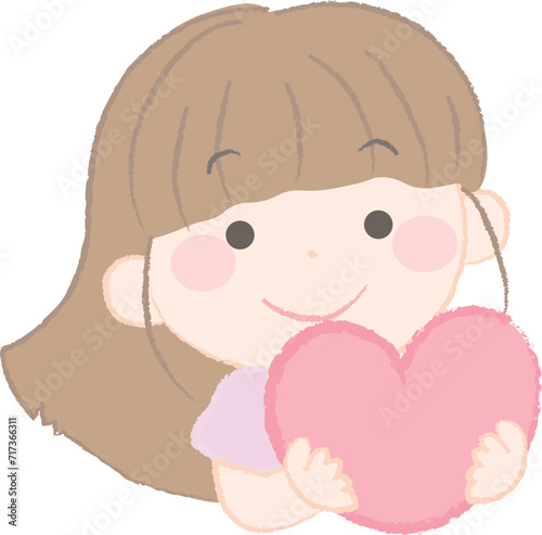 ハートを持った女の子のイラスト1-2
