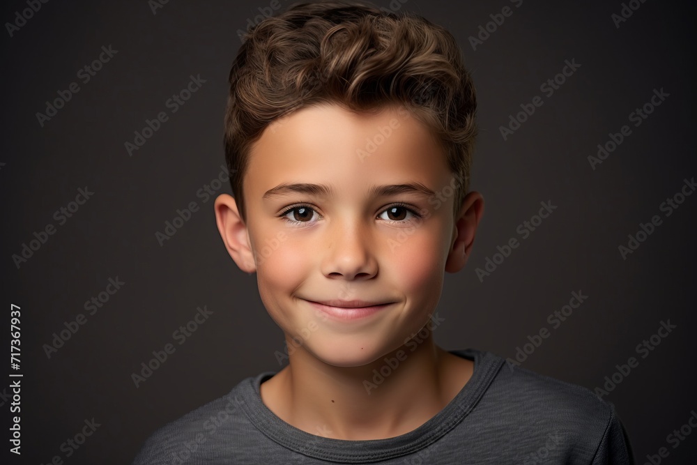 Portrait of a cute boy on a dark background. Close-up. Portrait of a cute boy on a dark background. Close-up.