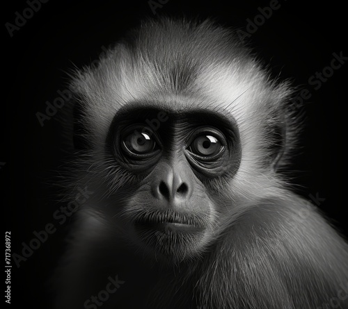 Majestic spider monkey black and white close up animal portrait  © Jordan