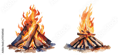 Large burning bonfires