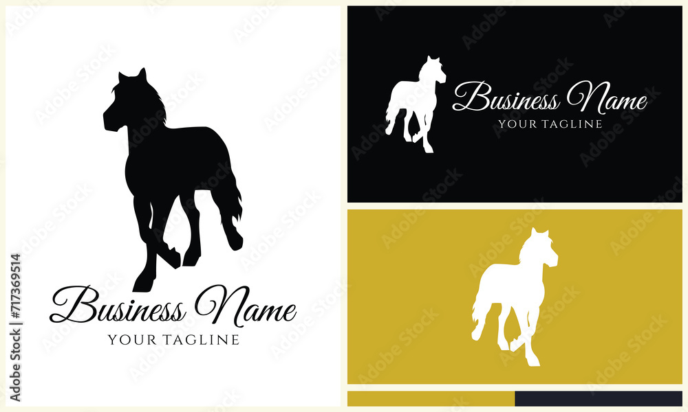 silhouette donkey unicorn logo template