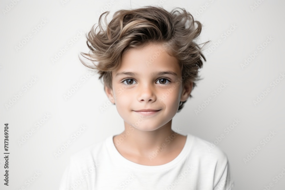 Portrait of a cute little boy with curly hair, studio shot Portrait of a cute little boy with curly hair, studio shot