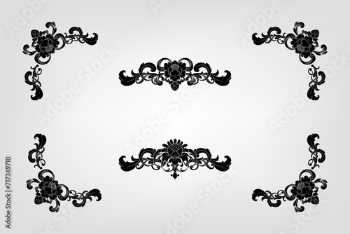 Classical Baroque Filigree Decoration Ornament Vintage Floral Border Style Antique Art Retro