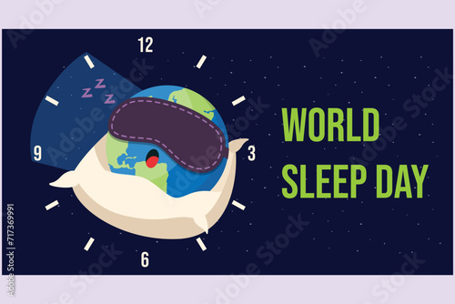 World sleep day concept. Colored flat vector illustration isolated.