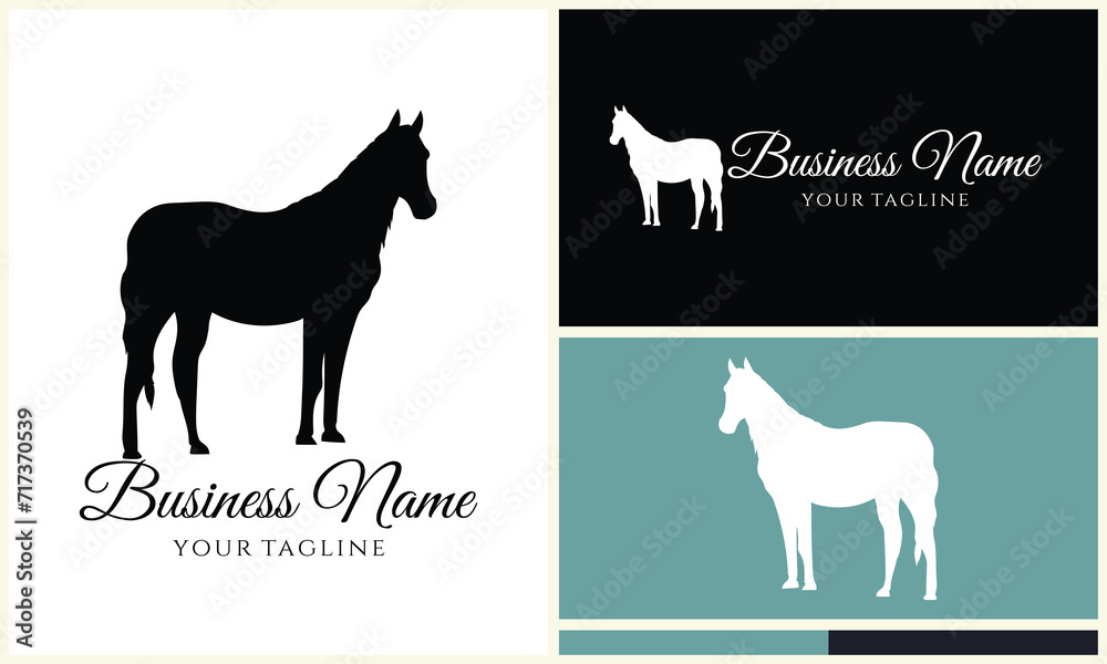 silhouette donkey unicorn logo template
