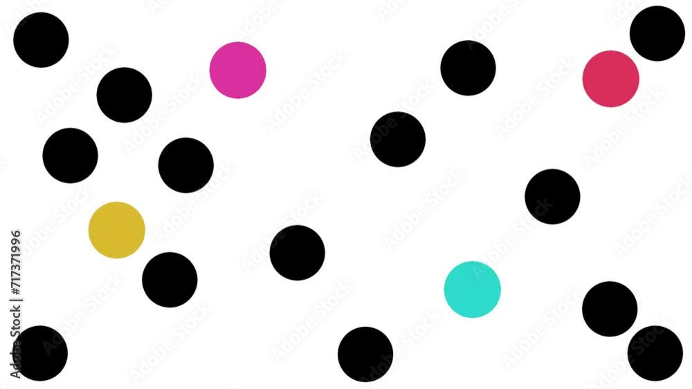 Several black small circles or large dots flash in different colors, like light bulbs or LEDs. Several black small circles or large dots flash in different colors, like light bulbs or LEDs.