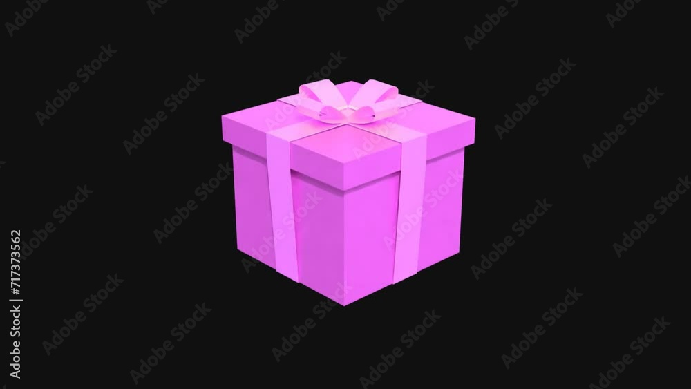 Rotating Gift Box. 3D gift box animation on a Alpha Channel. Valentine's Day, Holidays and gifts concept, Seamless loop, anniversary, birthday, 3D render Rotating Gift Box. 3D gift box animation on a Alpha Channel. Valentine's Day, Holidays and gifts concept, Seamless loop, anniversary, birthday, 3D render