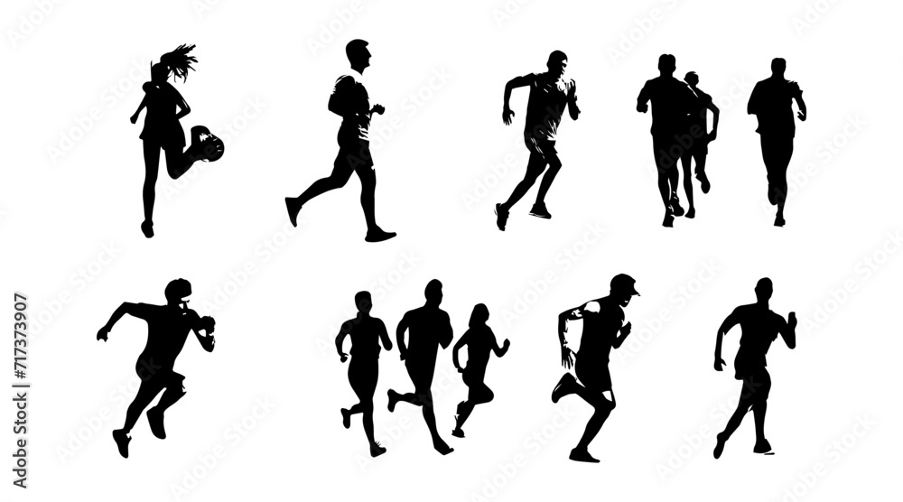 vector illustration of running athlete silhouette