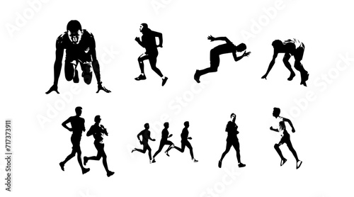 vector illustration of running athlete silhouette